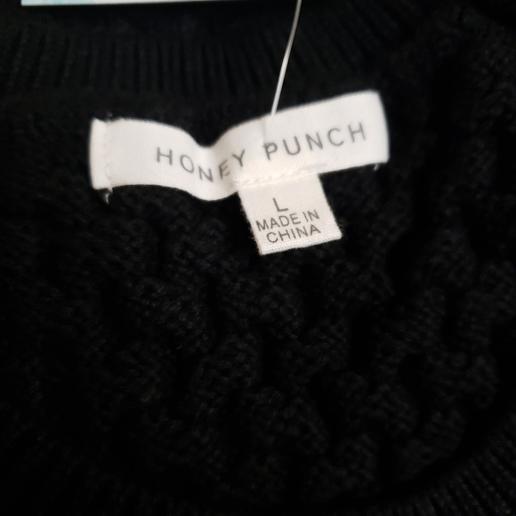 Honey Punch  Black Cable Knit Sweater Dress - Picture 13 of 13